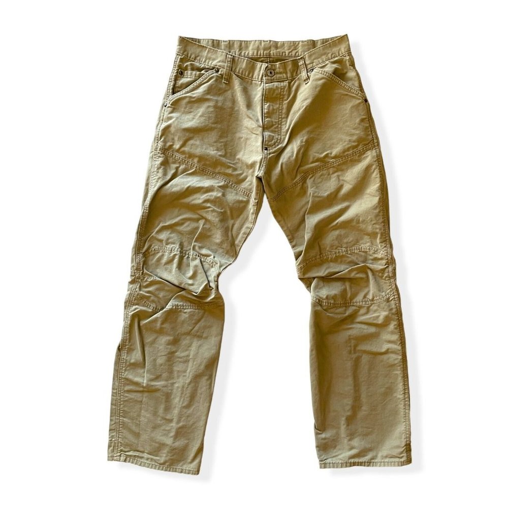 G-Star Elwood Cargo Pants Mens 34 Khaki Beige Straight Casual Vintage Button Fly